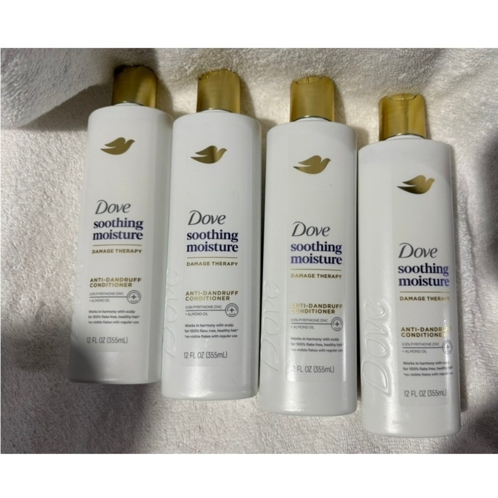 Dove Soothing Moisture Anti-Dandruff Conditioner 12 oz 4 Pack Almond Oil Therapy